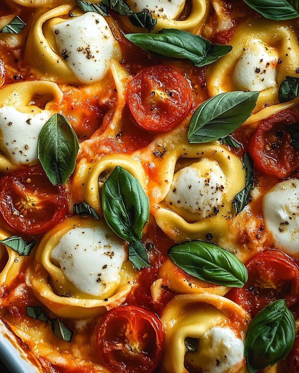 Tortellini-Auflauf mit Tomaten und Mozzarella