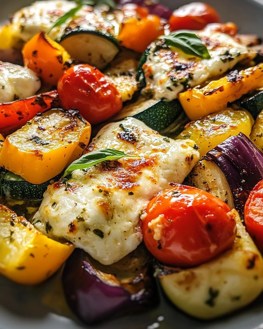 Überbackener Mozzarella auf Ofengemüse – Lecker & Gesund