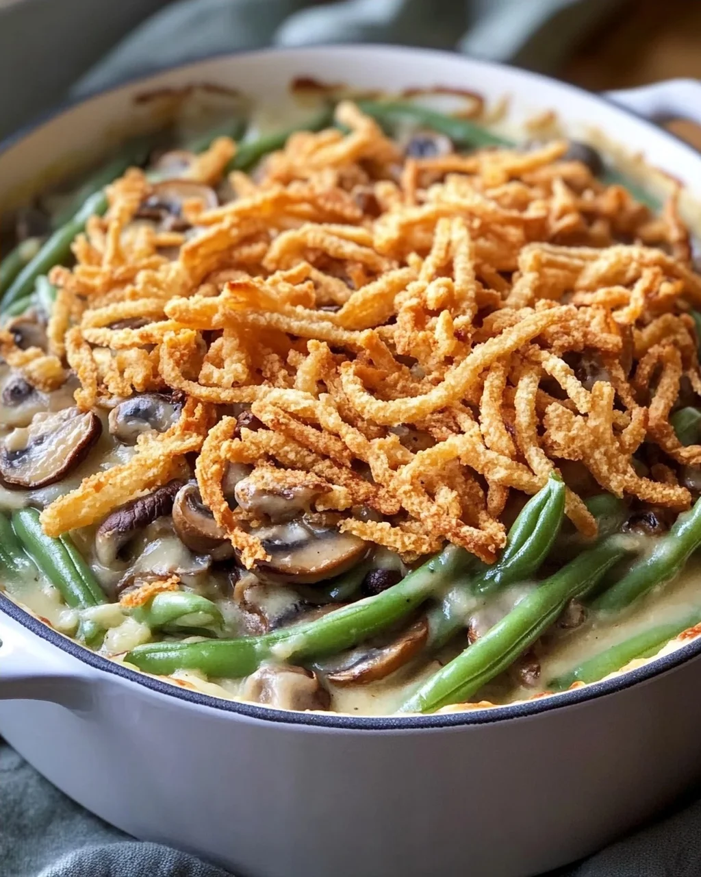 Vegane grüne Bohnenauflauf