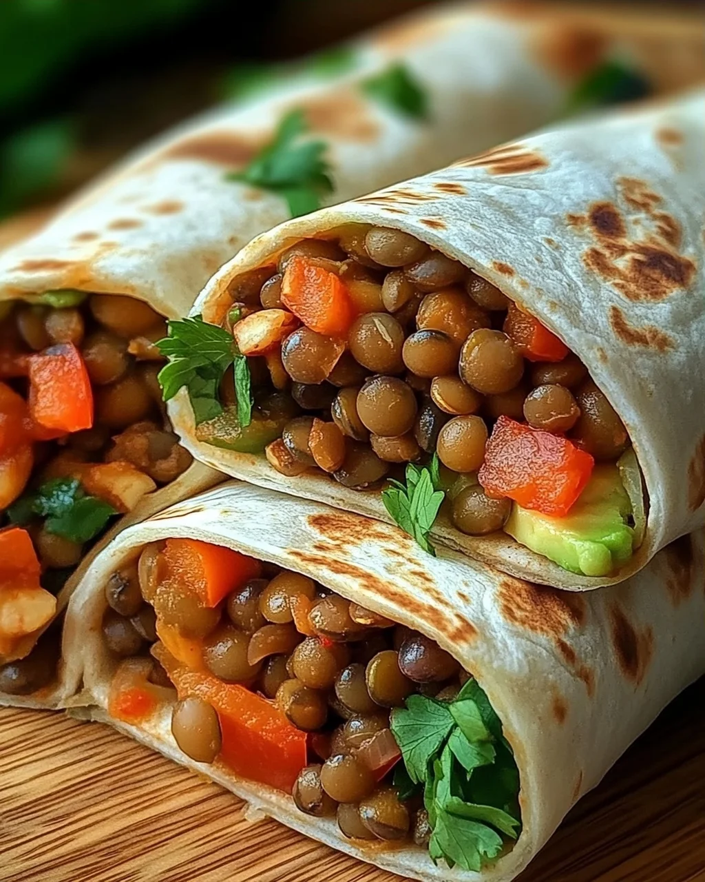 Vegetarische Burritos mit Linsen und Walnüssen