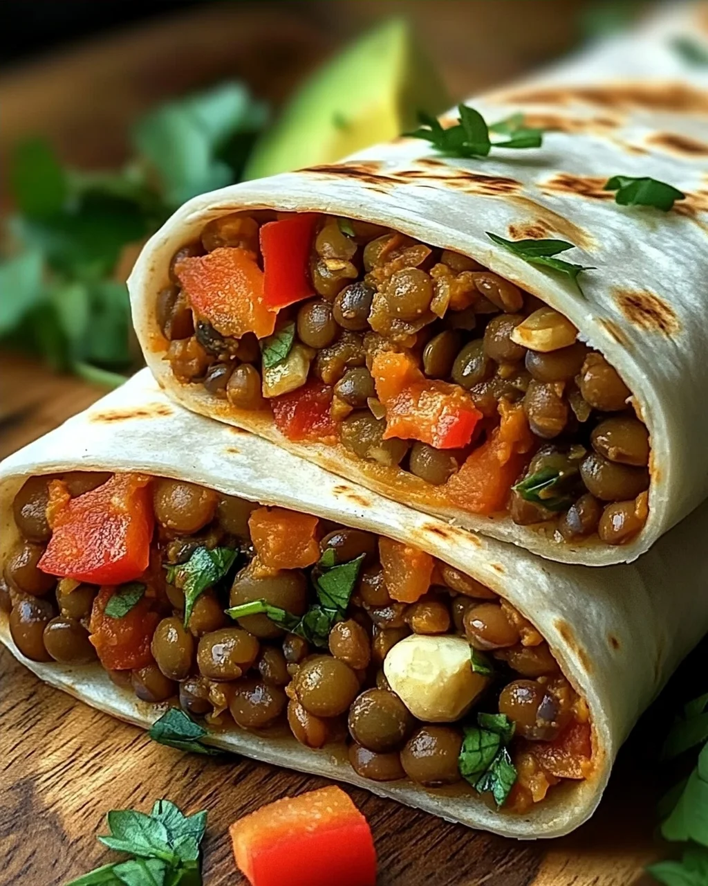 Vegetarische Burritos mit Linsen und Walnüssen
