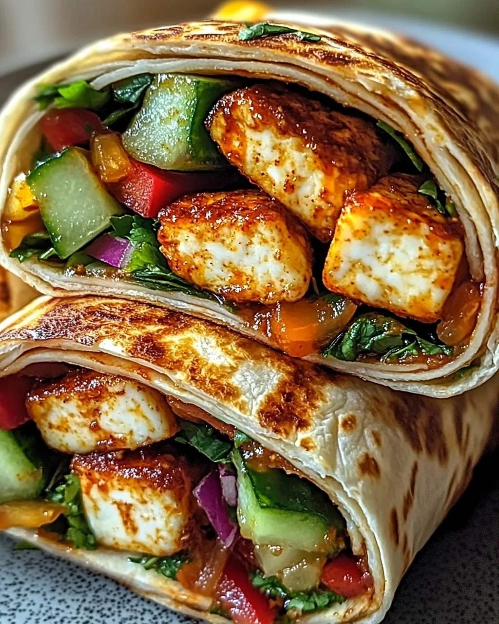 Vegetarische Süß-Chili-Halloumi-Wraps für deinen Genuss