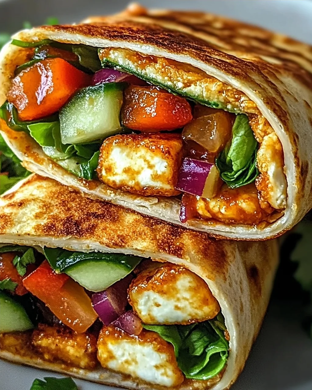 Vegetarische Süß-Chili-Halloumi-Wraps für deinen Genuss