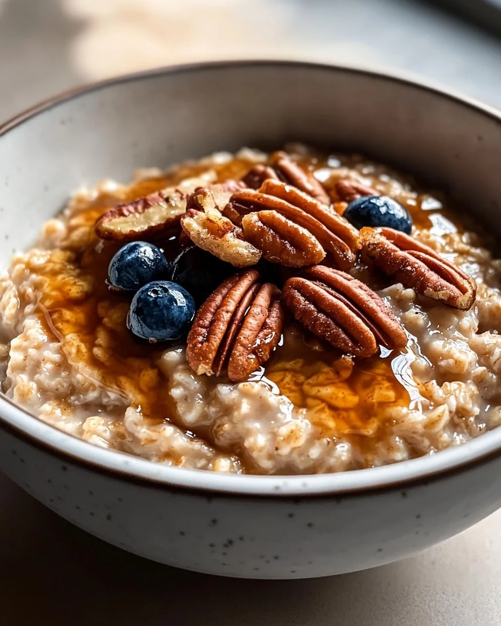 Warmes Maple Pecan Oatmeal: Gemütliche Haferflocken-Bowl