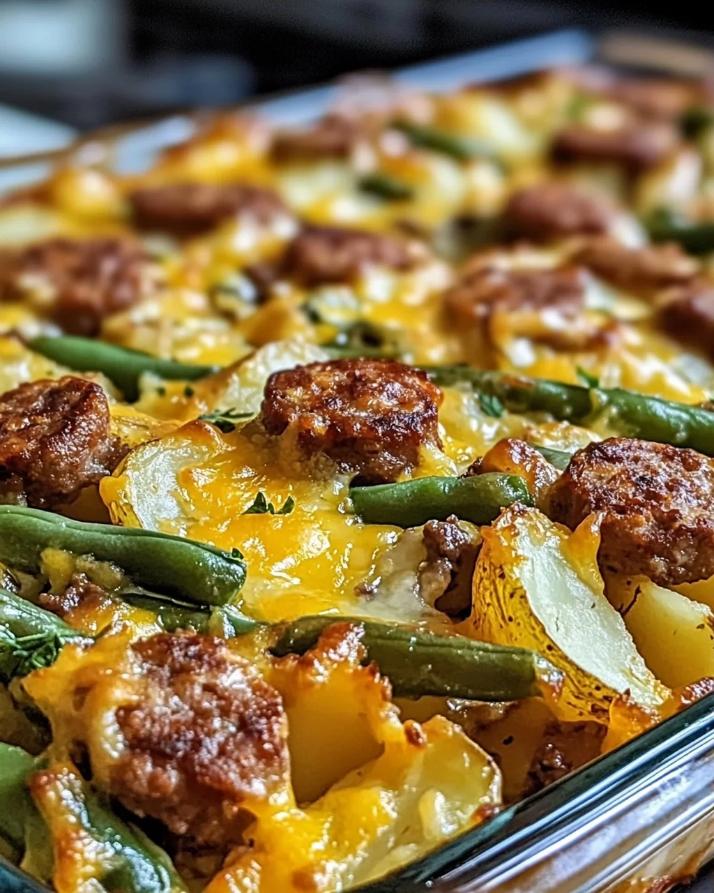 Wurst Bohne Kartoffel Auflauf für herzliche Abende