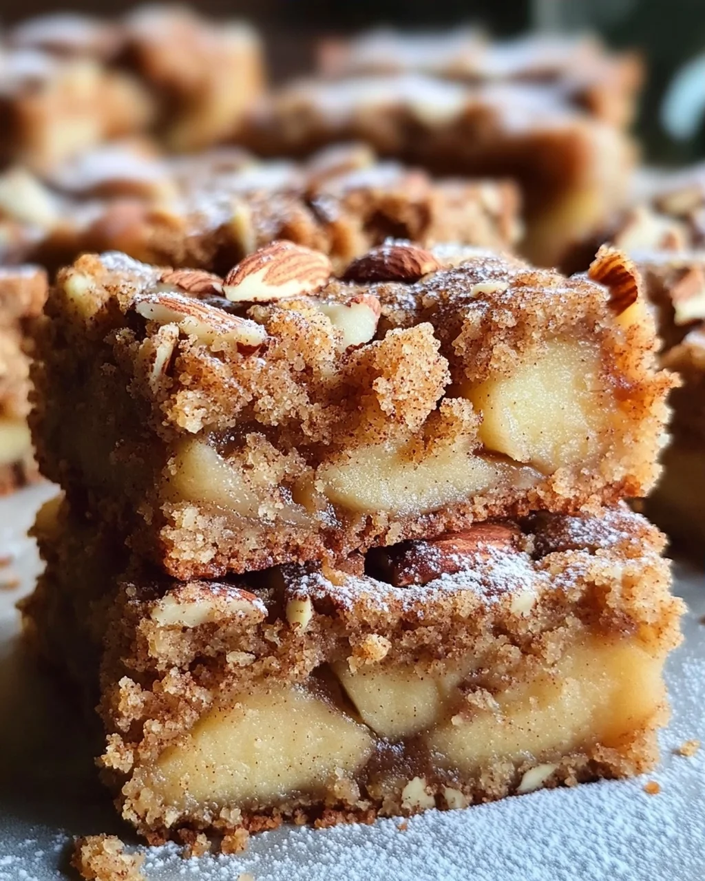 Zimt Apfel Blondies mit Mandelkruste