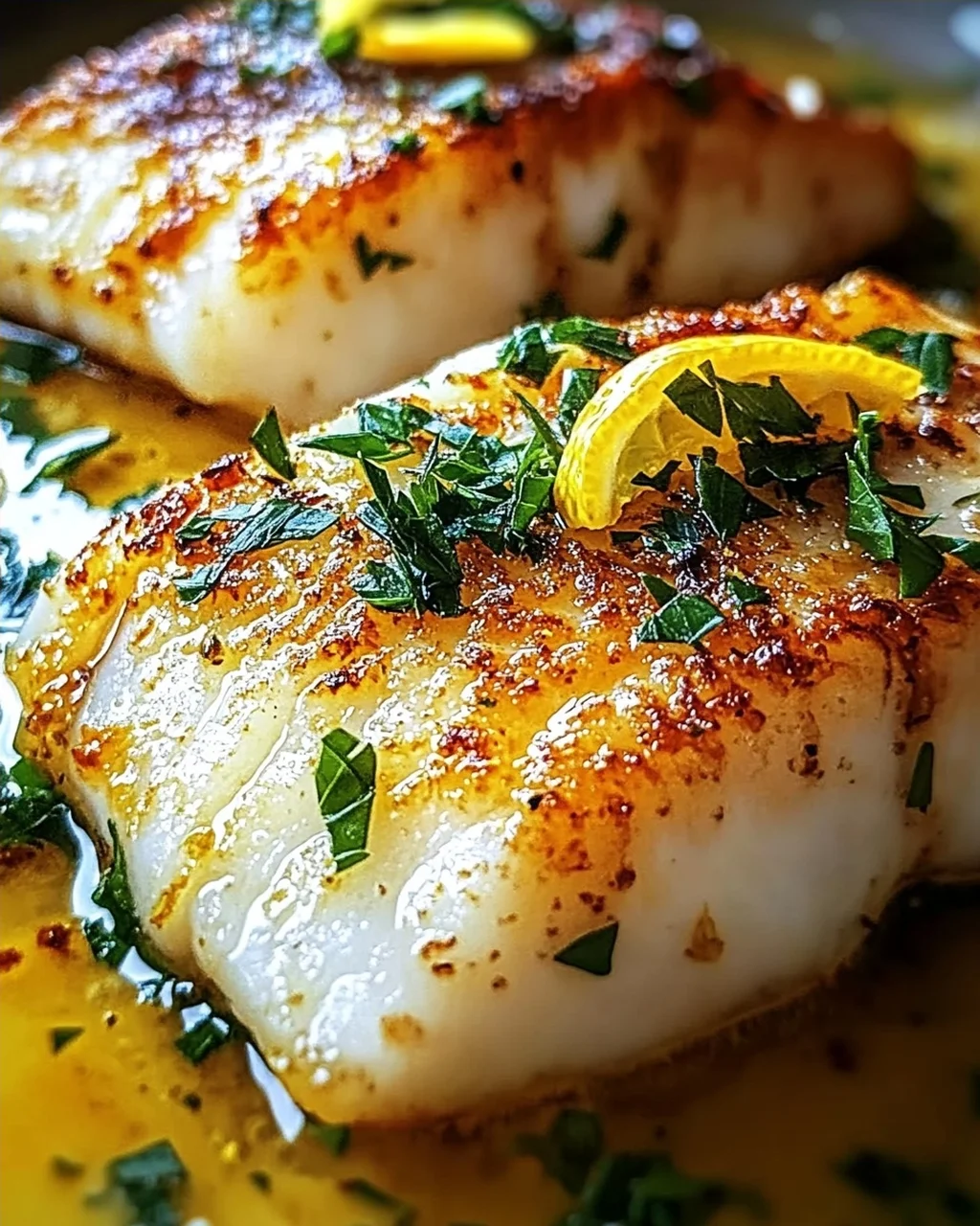 Zitronen-Knoblauch-Butter-Kabeljau mit Knuspriger Haut