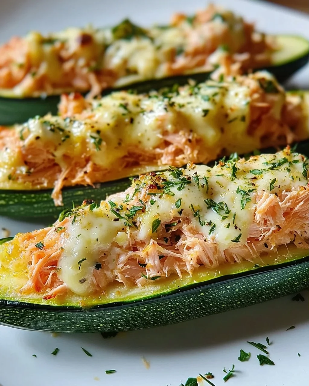 Zucchini-Boote mit Lachs-Zitronen-Creme